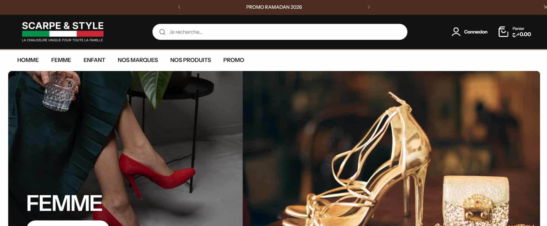 Aperçu du site Scarpe Stile — E-commerce mode · réalisé par l'agence web DWS Tizi Ouzou